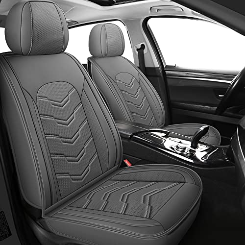 AOOG Leather Car Seat Covers Universal fit Most Sedans SUV Trucks (Front seat, Grey) - color: GREY, size: FRONT PAIR