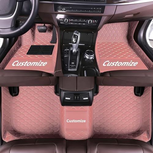 Custom Personalized Floor Mats for Cars，Luxury Full Coverage All Car Floor Mats，Anti-Slip Leather Car Mat Set ，Custom Floor Mats for 99% of Cars, Trucks & SUVs. (Pink) - color: pink