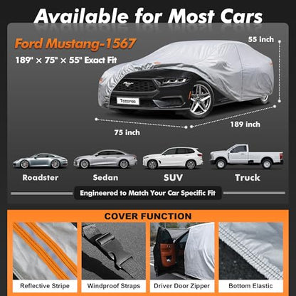 Car Cover Waterproof All-Weather,Heavy-Duty Outdoor Full Exterior Automobiles Sedan/Coupe (Length 186-193 inch) with Windshield Sun Shade Universal Fit Ford Mustang,Chevy Camaro/Corvette etc - size: Fit Coupe Length 186-193 inch(3XL-0)