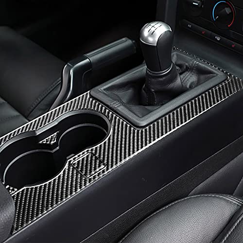 Gear Shift Box Panel Trim Cover Real Soft Carbon Fiber Car Accessories Interior Trim Stickers Compatible with Ford Mustang GT Shelby 2005 2006 2007 2008 2009 5PCS - color: At Panel-black