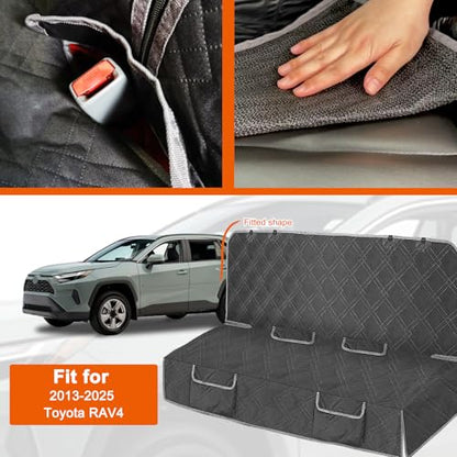 Dog Car Seat Cover Compatible with 2013-2025 Toyota RAV4, Waterproof Pet Bench Seat Cover for Back Seat, 600D Heavy Duty Scratch Proof Nonslip Truck Seat Covers for Dogs - size: 2013-2025 RAV4