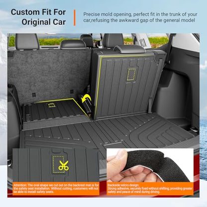 powoq 6&7 Seats Cargo Mat Compatible with 2018-2026 Volkswagen Atlas Trunk Mat Not Fit Cross Sport Backrest Mat TPE Replacement for 18-26 VW Atlas Accessories (Trunk Mat with Backrest Mats) - size: Compatible With Vw Atlas | 2018-2026
