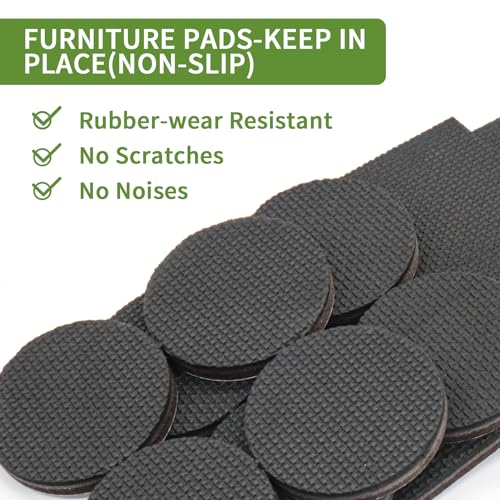 Non Slip Furniture Pads 16 PCS - 8 pcs 2” Round + 8 pcs 2" Square - Anti Slip Furniture Pads - Self Adhesive Rubber Feet Furniture Feet - Chair Leg Floor Protectors - size: Round 2 inch +Square 2 inch 16PACK