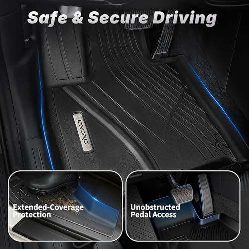 OEDRO Floor Mats & Trunk Mat with Backrest Fit for 2024-2026 Hyundai Santa Fe Hybrid Calligraphy/SE/SEL/Limited 6&7 Seat, All Weather TPE Floor Liners for Santa Fe Accessories, Car Mats Full Set Black - style: 24-26 Santa Fe Hybrid Full Mats Set & Backres
