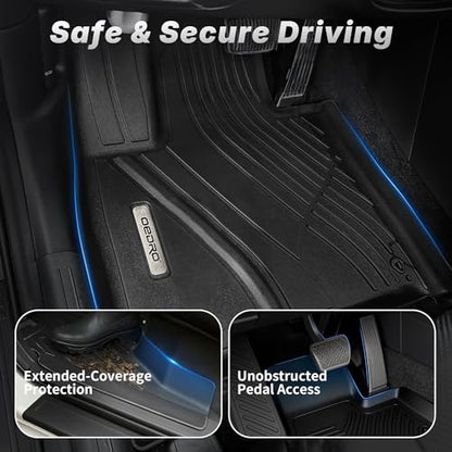 OEDRO Floor Mats & Trunk Mat with Backrest Fit for 2024-2026 Hyundai Santa Fe Hybrid Calligraphy/SE/SEL/Limited 6&7 Seat, All Weather TPE Floor Liners for Santa Fe Accessories, Car Mats Full Set Black - style: 24-26 Santa Fe Hybrid Full Mats Set & Backres