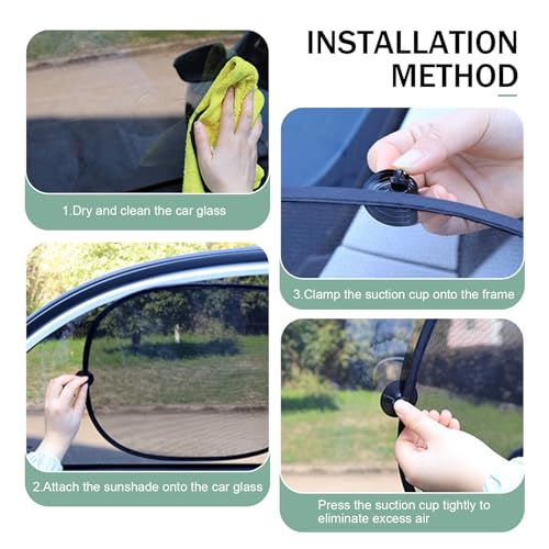 2PCS Universal Auto Window Shade, Car Sunshade, Baby Side Window Car Sun Shades, Blocks Over 98% of Harmful UV Rays, Provides Glare and UV Protection