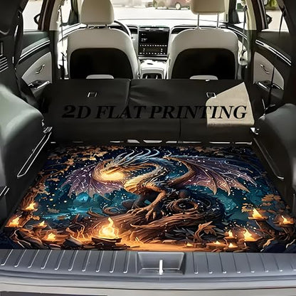 Universal Car Trunk Mat 29" x 39", Dreamy Fire Dragon All Weather Trunk Protection Cargo Liner, Durable Cargo Mat Rear Trunk Liner, Stylish Vehicle Interior Accessories Suitable for Most Car Models - color: Dreamy Fire Dragon