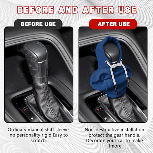 Gear Shift Hoodie, Shifter Hoodie, Funny Car Gear Shift Protector Cover, Automotive Interior Cute Gadgets Fashionable Mini Sweater Shifter Stick Knob Cover Universal for Most Vehicles (Blue) - color: Blue