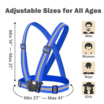Reflective Vest, High Visibility Safety Vest Straps Reflective Gear for Night Running Walking Cycling for Men Women Kids - color: Blue