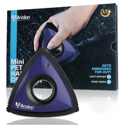 Analan Mini Pet Hair Remover, Triangle Design for Car Interior, Auto Detailing, Carpet, Couch, Furniture, Multi-Color (Sapphire Blue) - color: Sapphire Blue