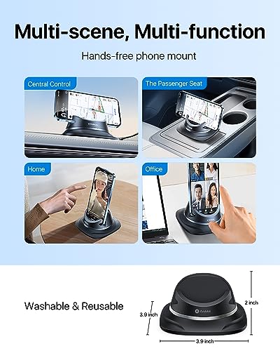 andobil Upgraded Car Phone Holder, Stable & Silicone Phone Holders for Your Car, 360°Rotatable Dashboard Cell Phone Holder, Cell Phone Car Mount Compatible with iPhone 16 Pro Max/15/14/13/12, Samsung