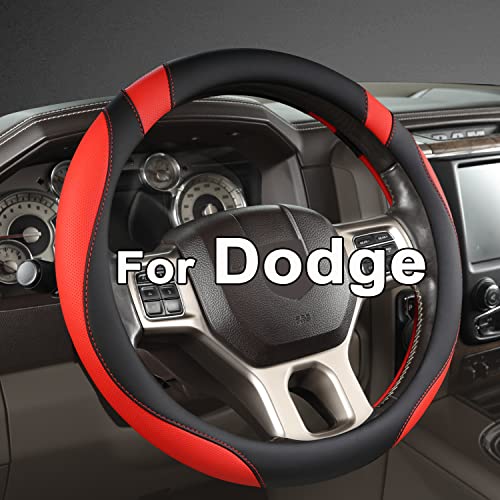 West Llama Customized Auto Car Steering Wheel Cover for Dodge RAM 1500 2500 3500, 15.5-16 inch (Black+Red-Large Size) - color: A-Black+Red, size: Large Size (15 ½''-16'')