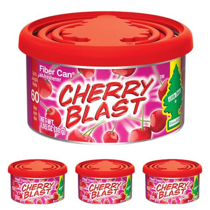 LITTLE TREES Car Air Freshener | Fiber Can Provides Long Lasting Scent for Auto or Home | Recycled Fiber | Cherry Blast, 4 Air Fresheners - color: Cherry Blast