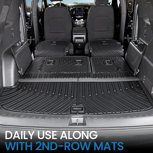 Cargo Mat Backrest Mats for 2018-2022 2023 Chevrolet Chevy Traverse Car Mat Accessories, All Weather TPE Cargo Liner Trunk Mat (18-23 7/8 Seats-3rd Row Backrest Mats&Cargo Mat) - style: 18-23 7/8 Seats-3rd Row Backrest Mats&Cargo Mat