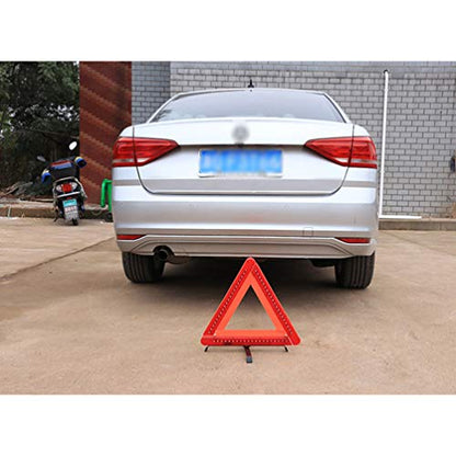 Triangle Reflective Light Kit Foldable Car Safety Sign with Led Function for Day and Night Use Includes Tripod Road Flasher for Enhanced Visibility