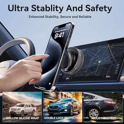 Suction Magnetic Phone Mount with 360° Rotation & Foldable Design Universal Suction Holder for Car Dashboard/Mirror Fits iPhone & All Smartphones via Magnetic Ring 826001