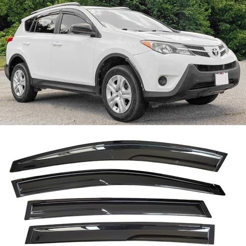 Tape On Side Window Rain Guards Window Visors Vent Deflectors Compatible with Toyota RAV4 2013-2018, Wind Deflector Smoke 4PCS 94992 2014 2015 2016 2017 - size: For 13-18 Rav4