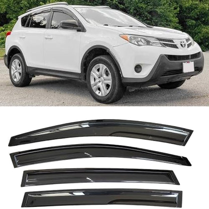 Tape On Side Window Rain Guards Window Visors Vent Deflectors Compatible with Toyota RAV4 2013-2018, Wind Deflector Smoke 4PCS 94992 2014 2015 2016 2017 - size: For 13-18 Rav4
