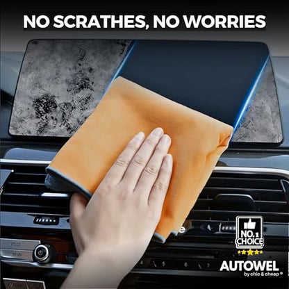 2-Step Car Drying System – Streak-Free Premium Microfiber Towels (2-Pack), 500 GSM Ultra Absorbent Coral Velvet & Suede Design – Scratch-Free Large Auto Detailing Cloth, Fast Drying, 12”x24”
