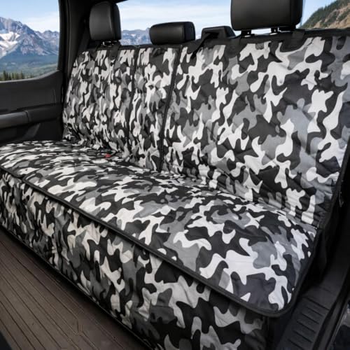 4Knines Dog Seat Cover for Back Seat, Heavy Duty Waterproof Rear Seat Protector for Small Trucks, SUVs, Cars - Fits 60/40 Split Bench with Middle Seat Belt, Non-Slip Dog Backseat Cover (Regular, Camo) - color: Camo, size: Regular