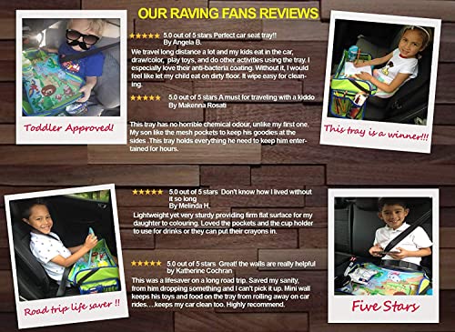 ecoZen Lifestyle Kids Travel Tray & Toddler Lap Desk Organizer - Airplane and Car Seat Table for Road Trip Essentials - Airplane Must Haves for Toddlers - Carseat Tray Kid Travel - Lap Table - color: Blue