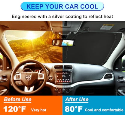 Windshield Sun Shade for Dodge Journey 2009-2020 Front Window Shade Sun Visor Protector Dodge Journey Accessories Foldable Sunshade 240T Reflective Polyester Blocks UV Rays Keep Your Car Cooler - size: for Dodge Journey 2009-2020