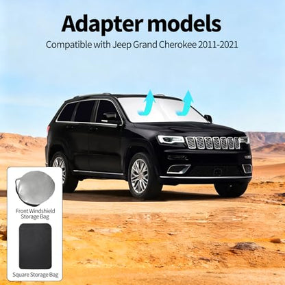 8 PCS Car Window Shades for Jeep Grand Cherokee 2011-2021 Accessories, UV Heat & Privacy Protection, Foldable Thickened Full Set Windshield Side Rear Window Sun Shade Covers for Camping Napping - size: for Jeep Grand Cherokee 2011-2021