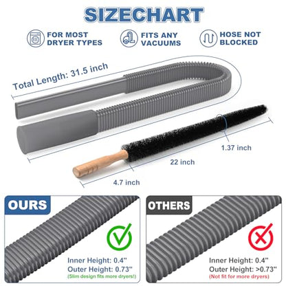 PetOde 2 Pieces Dryer Vent Cleaner Kit Compatible with Most Vacuum Cleaner, Dryer Lint Brush and Vacuum Hose Attachment, Quickly Lint Remover, Deep Gray - color: Deep Gray