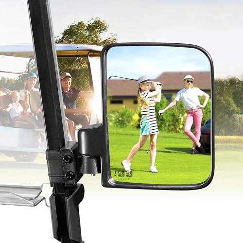 10L0L Golf Cart Mirror No Drilling Side Mirrors Universal for Yamaha, Club Car, EZGO, Folding Side Rear View Mirrors Adjustable 180 Degree HD Glass - style: Only Side Mirrors