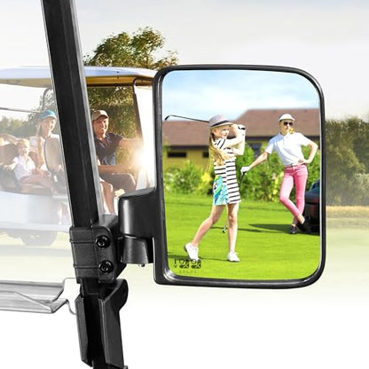 10L0L Golf Cart Mirror No Drilling Side Mirrors Universal for Yamaha, Club Car, EZGO, Folding Side Rear View Mirrors Adjustable 180 Degree HD Glass - style: Only Side Mirrors