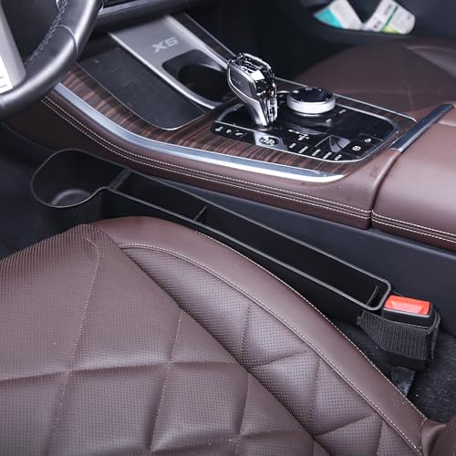 Car Seat Gap Filler, Multifunctional Seat Side Gap Filler with Cup Holder & Organizer, Gap Stopper Universal Fit Car SUV Truck Fill The Gap Between Seat & Console Set of 2 (Black) - color: Black