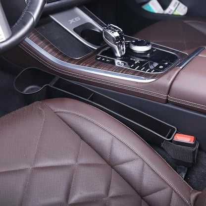 Car Seat Gap Filler, Multifunctional Seat Side Gap Filler with Cup Holder & Organizer, Gap Stopper Universal Fit Car SUV Truck Fill The Gap Between Seat & Console Set of 2 (Black) - color: Black