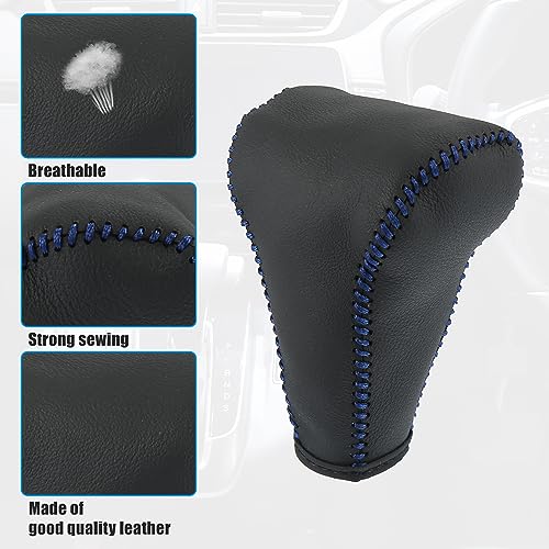 X AUTOHAUX Black Car Interior Faux Leather Gear Shifter Shift Knob Cover Transmission Shift Boot Lever for Honda CR-V 2017-2021 Blue Stitches - color: Blue