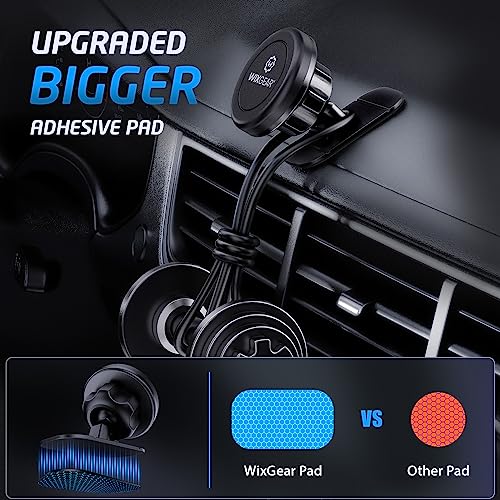 WixGear Magnetic Car Mount [2-Pack] - Universal Stick-On Dashboard Magnetic Phone Holder for Car, Strong Magnet Mount for Cell Phones & Mini Tablets with Swift-Snap Technology