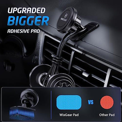 WixGear Magnetic Car Mount [2-Pack] - Universal Stick-On Dashboard Magnetic Phone Holder for Car, Strong Magnet Mount for Cell Phones & Mini Tablets with Swift-Snap Technology