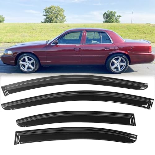 94228 Rainproof Side Window Wind Deflectors for 1992-2011 Mercury Grand Marquis (Excludes Landau Roof) 98-11 Crown Vic (Short Rears) 2003 Marauder, Vent Deflector Nice Looking Window Visors - size: Grand Marquis