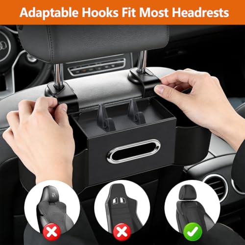 Back Seat Car Organizer with Car Seat Storage Hanging Bag, 4 in 1 Multifunctional Car Seat Back Storage Box, Car Organizer Back Seat with Tray, Hold Phone,Snacks, Drinks, Handbag