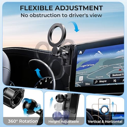 Car Phone Holder for Mercedes Benz GLC 2020-2022 & C-Class 2019-2021 (Only for 10.25-Inch Screen) 360° Rotation Magnetic Cell Phone Mount, Compatible with Magsafe, Does Not Affect Air Vent - style: Fit for 20-22 GLC & 19-21 C-Class, 10.25-Inch
