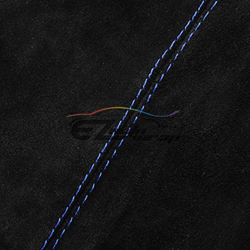 EZAUTO WRAP Universal Real Velvet Shift Knob Shifter Boot Cover Black with Blue Stitches Genuine Leather MT at Sport - color: Velvet With Blue Stitches