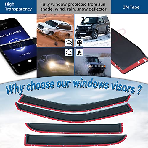 Set of 4 Window Visors Compatible with Ram 2009-2018 1500 2010-2018 2500/3500/4500/5500 Crew & Mega Cab with 4 Full Size DoorFront+Rear Smoke Sun/Rain Guard Outside Mount Tape-On Acrylic - size: for 2009-2018 Dodge Ram 1500 Crew Cab