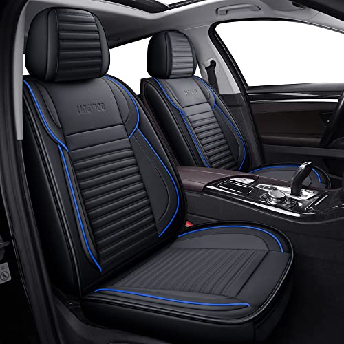 LINGVIDO Full Set Car Seat Covers, Faux Nappa Leather, Airbag Compatible and Waterproof Protectors for Sedans SUVs, Breathable Interior for Active Families, Pets, and Commuters (5 Seats, Black/Blue) - color: Blue+Black, size: Full Set