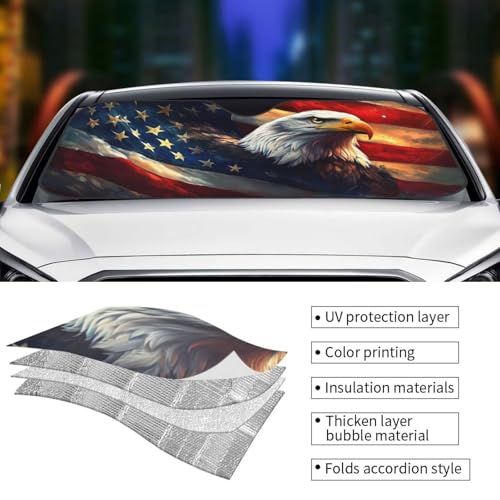 American Flag Car Sun Shade Windshield Sunshade Foldable Front Window Shield Cover for Truck SUV - color: Blue7