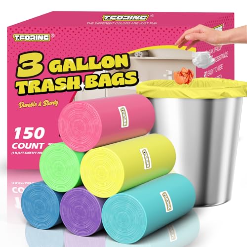 Small Trash Bags 3 Gallon -150 Count Mini Garbage Bags Unscented,12 Liter Colored Plastic Trash Can Liners,Strong Wastebasket Liners for Bathroom Toilet and Home - color: 3gal-150