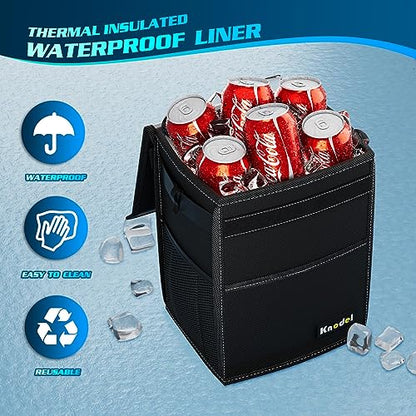 K KNODEL 2 Gallon Black Leak-Proof Waterproof Car Trash Can with Lid - color: Black, size: Medium