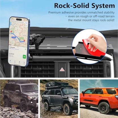 DIAMOOKY Metal Magnetic Phone Mount for Toyota 4Runner 2024 2023 2022 2021 2020-2010 5th Gen 4runner Accessories Dash Cell Phone Holder Adjustable Phone Stand Fit for All Smartphone - style: 2010-2024 (Full Size)