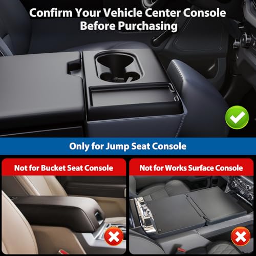 All Metal Front Center Seat Headrest Organizer Compatible with 2011-2025 2026 Ford F150 F250 F350 F450 F550 F650, Center Console Container Storage Box Armrest Tray Accessories (Jump Seat Only) - style: Organizer