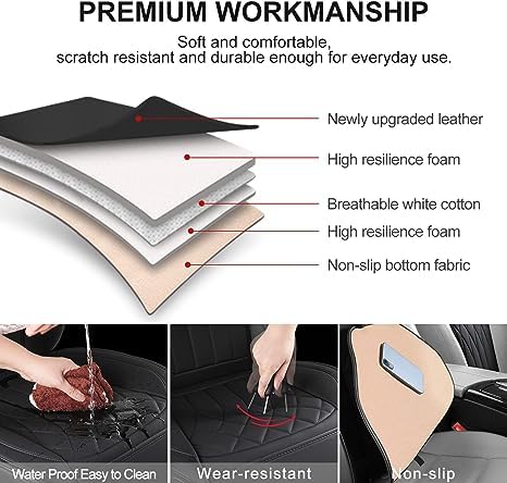 Front Car Seat Covers - Leather Seat Covers with Storage Pocket and Two Belt Pads, Anti-Slip Waterproof Universal Seat Covers for Cars Fit Cars Trucks SUV(Black,2 Pack) - color: Black
