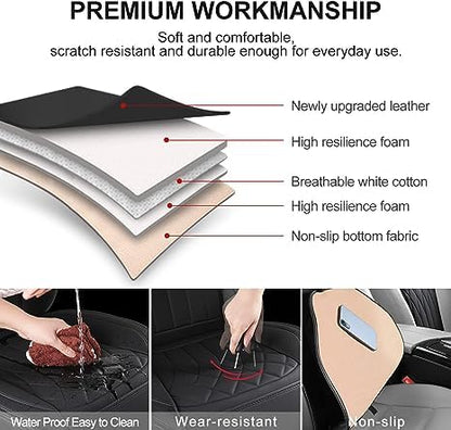 Front Car Seat Covers - Leather Seat Covers with Storage Pocket and Two Belt Pads, Anti-Slip Waterproof Universal Seat Covers for Cars Fit Cars Trucks SUV(Black,2 Pack) - color: Black
