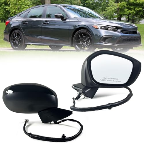 Right Passenger side Mirror Fits 2022-2026 HONDA CIVIC Sedan/Hatchback With Power Glass, Manual Folding, Match to Crystal Black Pearl Replace HO1321350 76208T20A01 (3 Pins) - size: R-3Pins