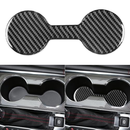 Black Carbon Fiber Compatible with Chevy/Chevrolet Malibu 2016-2025 2017 2018 2019 2020 2021 2022 2023 2024 Accessories Car Cup Coaster Cup Holders Embedded Cover Interior Trim Decal - color: Cup Holder Pad